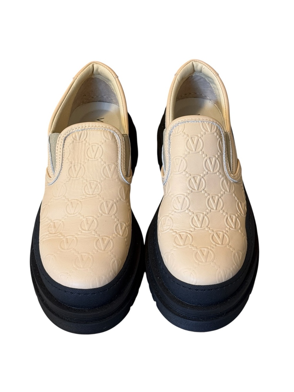 Valentino Agnes Logo Embossed Leather Chunky Sole Sneaker Loafers size 38/US8